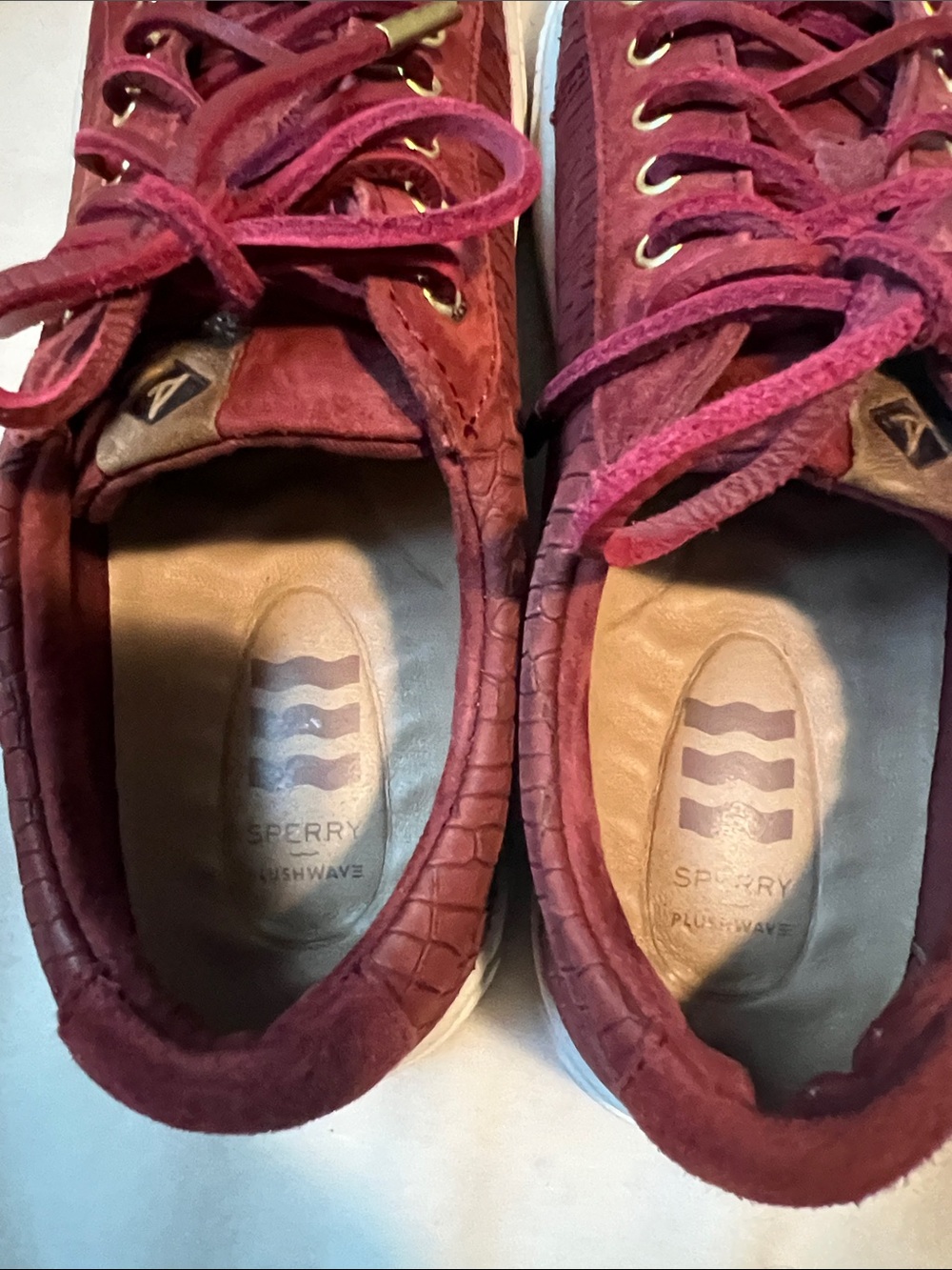 Sperry Women’s Crimson Anchor Plushwave Croc Nubuck Leather Sneakers Size 8 - Picture 6 of 8
